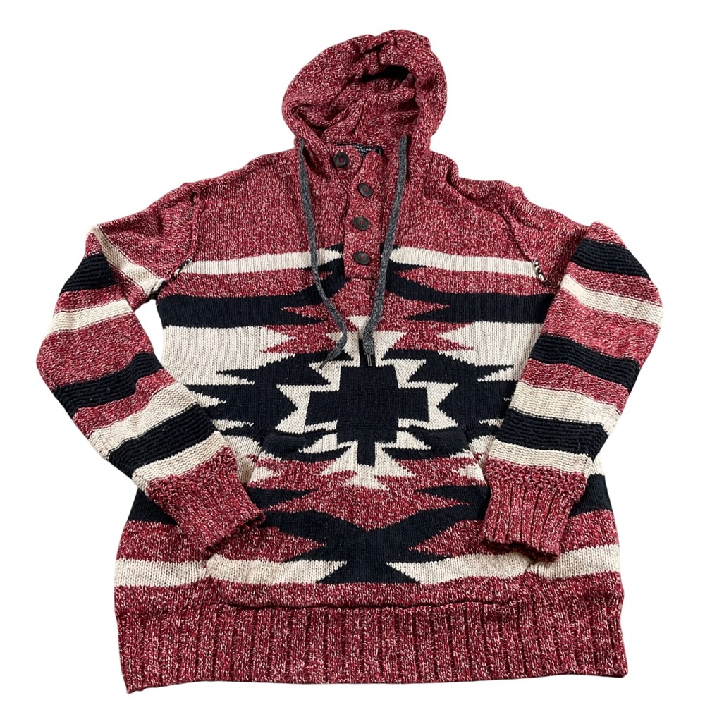 American Eagle Outfitters Hoodie Aztec Southwestern Knit Red Small‎